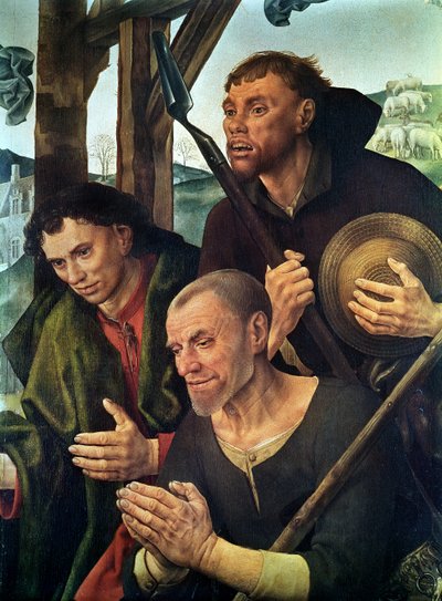 Hoofd van de herders, detail van het centrale paneel van het Portinari-altaarstuk (detail) door Hugo van der Goes