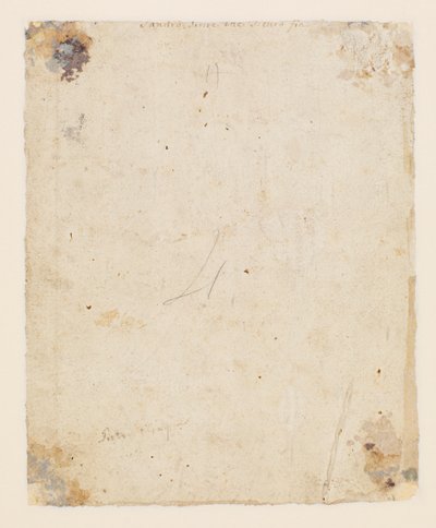 Inscriptie op verso: boven midden, bruine inkt, Italiaanse 18e-eeuwse hand: "Sandro schrijft dat hij zeker zal zijn"; daaronder, bruine inkt, 19e-eeuwse hand: "Petro Perugino" door Hugo van der Goes