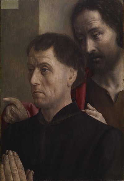 Portret van een man in gebed met Johannes de Doper, ca. 1475 door Hugo van der Goes