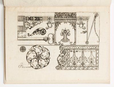 Plaat 5, uit Diverses pièces de serruriers (Verschillende Ontwerpen voor Slotmakers) door Hugues Brisville