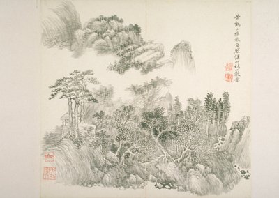 Album na oude meesters en gedichten (album (10 bladen), inkt op papier) door Hui Wang