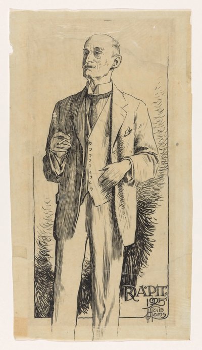 Portret van Adriaan Pit door Huib Luns (signed by artist)