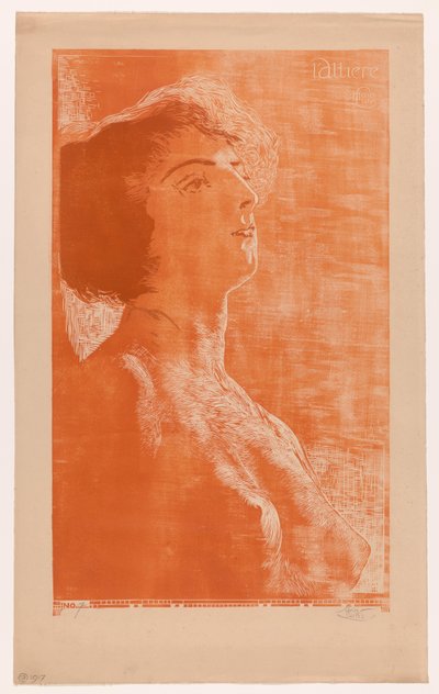 Portret van een vrouw met ontbloot bovenlijf door Huib Luns (signed by artist)