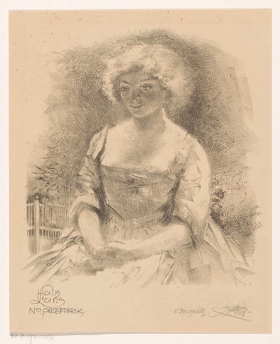 Zittend meisje door Huib Luns (signed by artist)
