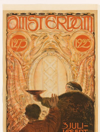 Affiche voor de tentoonstelling Amsterdam 1275-1925 door Huib Luns