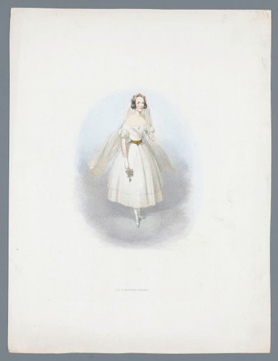 Vrouw in bruidsjurk door Huib van Hove Bz (attributed to)