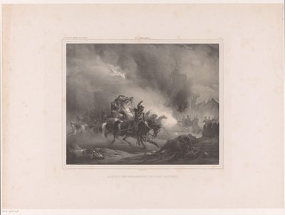 Aanvallende soldaten te paard Aanval van kurassiers op eene batterij Album der Nederlandsche schilders door Huib van Hove Bz