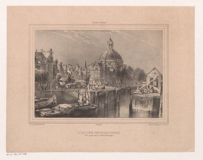 Gezicht op de Stromarkt, het Singel en de Lutherse kerk door Huib van Hove Bz