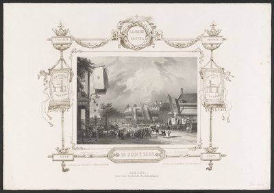 Optocht met een boekdrukkerij, 1836 door Huib van Hove Bz