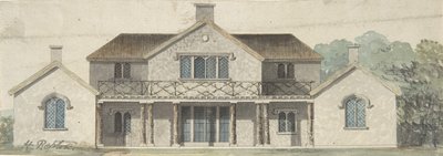 Ontwerp voor een Cottage Ornée in Tudoresque stijl door Humphry Repton