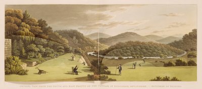 Algemeen uitzicht vanaf de zuid- en oostkant van het huisje in Endsleigh, Devon (voor) uit 