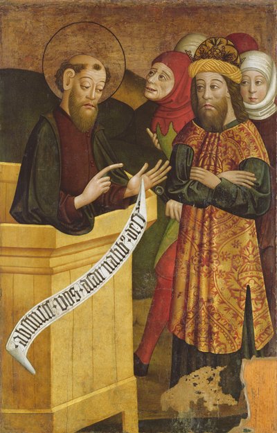 Paneel van het voormalige hoogaltaarstuk van de kerk van Sint-Pieter en Sint-Paulus in Csíksomlyó, c.1480 door Hungarian School