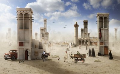 Woestijnstadje door Hussain Buhligaha