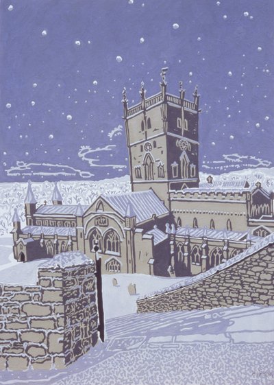 St. Davids Kathedraal in de sneeuw, 1996 door Huw S. Parsons