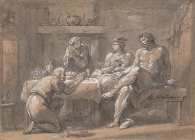 Jupiter en Mercurius in het huis van Baucis en Philemon, 18e eeuw door Hyacinthe Collin de Vermont