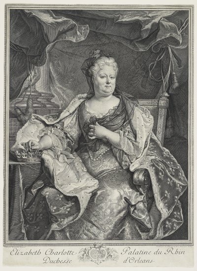 Elizabeth Charlotte Palatine du Rhin, hertogin van Orleans, gravure door Charles Louis Simmoneau (1645-1728) door Hyacinthe Francois Rigaud