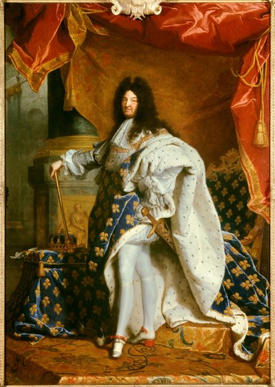 Volledig portret van koning Lodewijk XIV door Hyacinthe Francois Rigaud