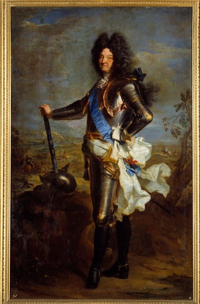 Portret van Lodewijk XIV in harnas, schilderij door Hyacinthe Rigaud door Hyacinthe Francois Rigaud