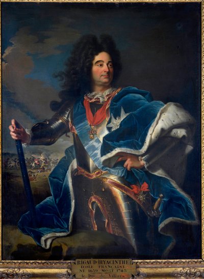 Portret van Louis Claude Hector Hertog van Villars, maarschalk van Frankrijk (1652-1734) Hij draagt de ketting van de Orde van het Gulden Vlies (1659-1743) ca. 1714 door Hyacinthe Francois Rigaud