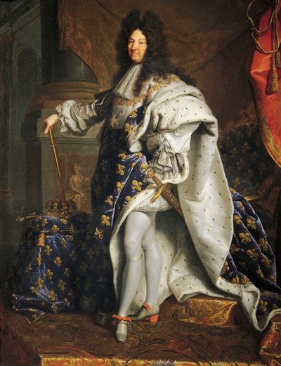 Portret van Lodewijk XIV van Frankrijk, bekend als Lodewijk de Grote of de Zonnekoning, schilderij door Hyancinthe Rigaud door Hyacinthe Francois Rigaud