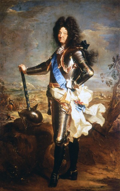 Portret van Lodewijk XIV, de Zonnekoning (1638 - 1715). Olieverf door Hyacinthe Rigaud, benoemd tot portrettist van de koning door Hyacinthe Francois Rigaud