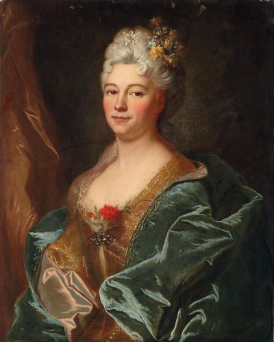 Portret van de Markiezin de la Mesangere, geboren Marguerite de Rambouillet door Hyacinthe Francois Rigaud