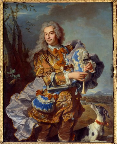 Portret van de president een mortier van Gueidan als celadon of musette speler door Hyacinthe Francois Rigaud