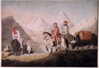 William Moorcroft en Hearsey op weg naar het Meer van Mansarowar (Tibet) 1812 door Hyder Jung Hearsey