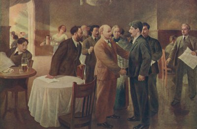 Eerste Ontmoeting van Lenin en Stalin, Tammerfors Finland, December 1905 door I Vepkhvadze