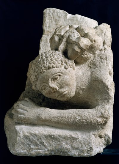 Man aangevallen door een leeuw, fragment uit Osuna (Urso), Spanje door Iberian School
