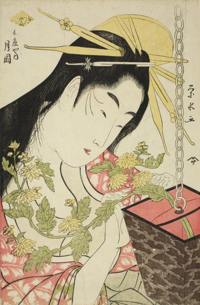 De courtisane Tsukioka van de Hyogoya, c.1797 door Ichirakutei Eisui