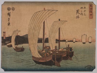 Zeilboten, 1839-1864 door Ichiryusai Hiroshige II