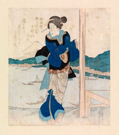 Geisha op het balkon van een kersenbloesempaviljoen, ca. 1830 door Ichiyusai Kuniyoshi