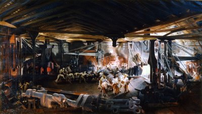 Smeden van een gebogen boom in de Indres-fabriek door F. Bonhommé door Ignace Francois Bonhomme