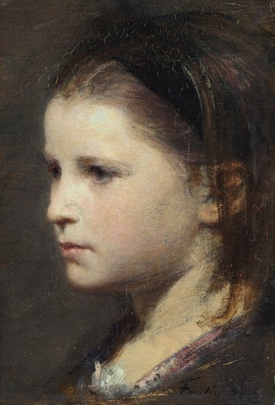 Hoofd van een jong meisje door Ignace Henri Jean Fantin Latour