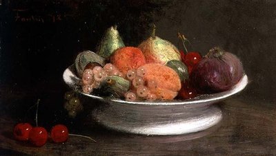Stilleven met fruit door Ignace Henri Jean Fantin Latour