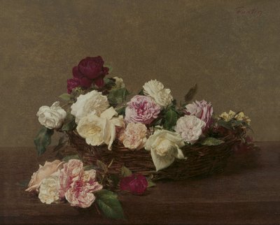 Een Mand met Rozen, 1890 door Ignace Henri Jean Fantin Latour
