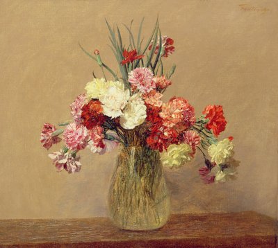 Een boeket anjers, 1890 door Ignace Henri Jean Fantin Latour
