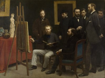 Een studio in Les Batignolles, 1870 door Ignace Henri Jean Fantin Latour