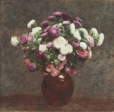 Asters in een vaas door Ignace Henri Jean Fantin-Latour