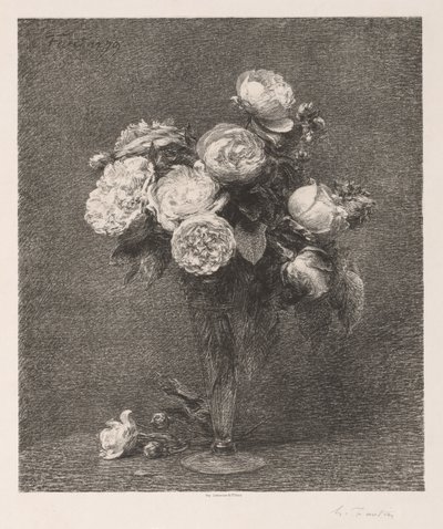 Boeket Rozen, 1879 door Ignace Henri Jean Fantin Latour
