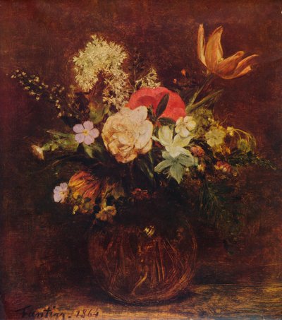 Kom met bloemen, 1864, 1935 door Ignace Henri Jean Fantin Latour