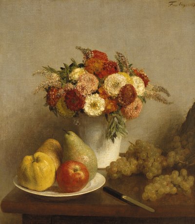 Bloemen en fruit, 1865 door Ignace Henri Jean Fantin Latour