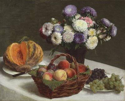 Bloemen en vruchten, 1865 door Ignace Henri Jean Fantin Latour