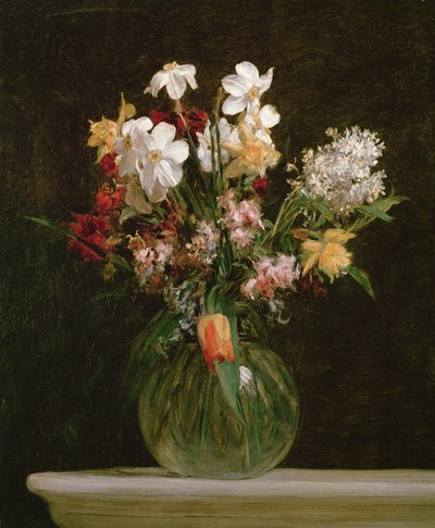 Narcissen, Hyacinten en Tulpen, 1864 door Ignace Henri Jean Fantin Latour