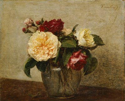 Rode en gele rozen, 1879 door Ignace Henri Jean Fantin Latour