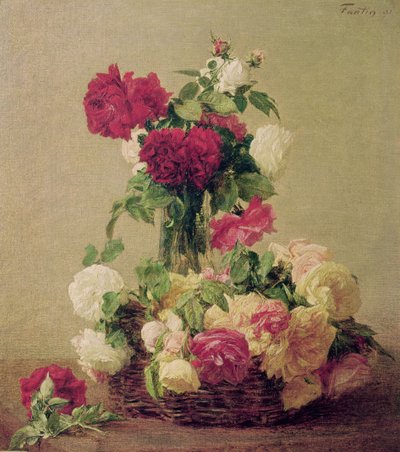 Rozen, 1891 door Ignace Henri Jean Fantin Latour