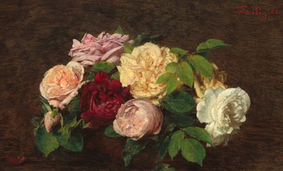 Rozen van Nice op een tafel door Ignace Henri Jean Fantin Latour