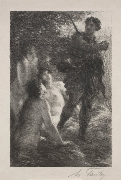 Siegfried en de dochters van de Rijn door Ignace Henri Jean Fantin Latour