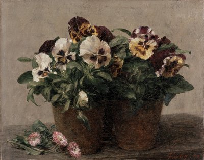 Stilleven van Viooltjes en Madeliefjes, 1889 door Ignace Henri Jean Fantin Latour